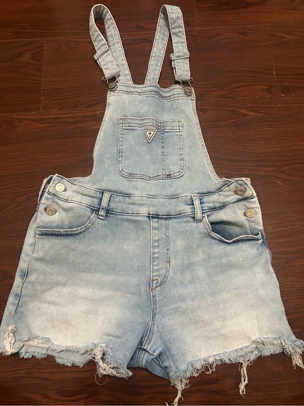 GUESS Light Wash Denim Short Overalls